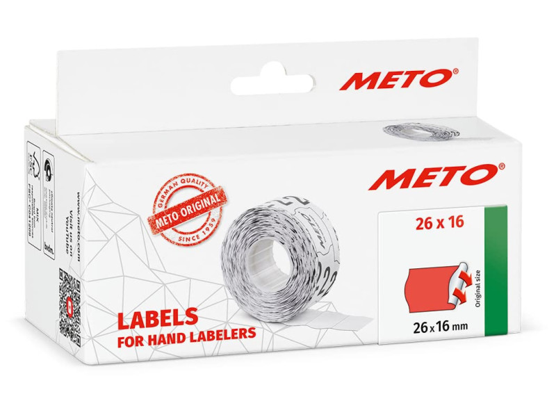 METO Étiquette pour étiqueteuse de prix, 26 x 16 mm, rouge