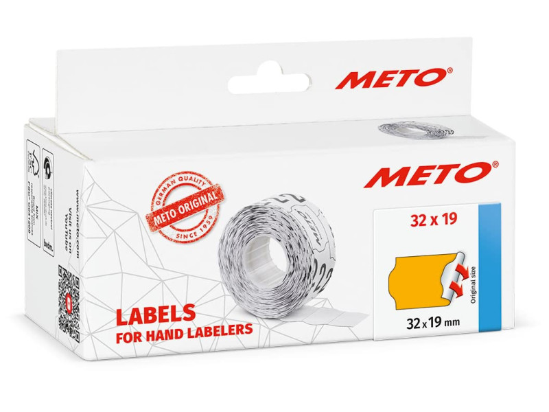 METO Étiquette pour étiqueteuse de prix, 32 x 19 mm, orange