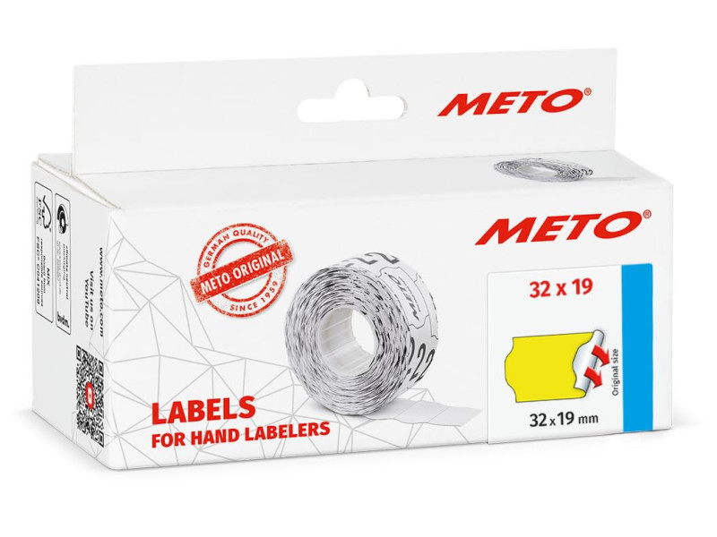 METO Étiquette pour étiqueteuse de prix, 32 x 19 mm, jaune