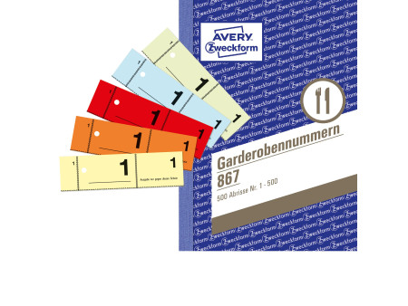AVERY Zweckform bloc de numérotation 'numéro garderobe',