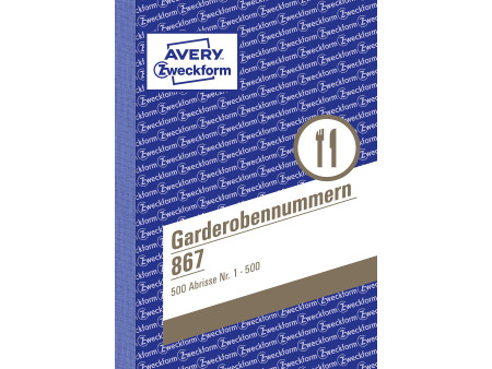 AVERY Zweckform bloc de numérotation 'numéro garderobe',