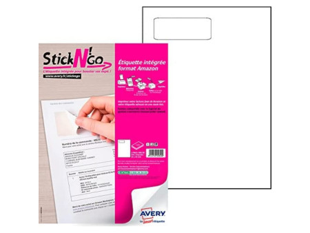AVERY Etiquette intégrée Stick'NGo, 85 x 45 mm, blanc