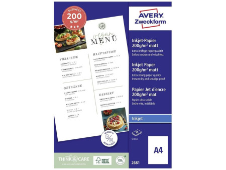AVERY Zweckform Papier jet d'encre BUSINESS, A4, 200 g/m2