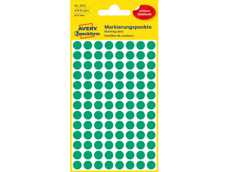 AVERY Zweckform Pastille de couleur, diamètre 8 mm, vert