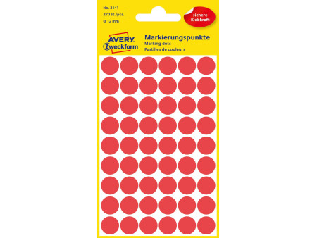 AVERY Zweckform Pastille de couleur, diamètre 12 mm, rouge