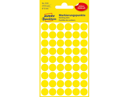 AVERY Zweckform Pastille de couleur, diamètre 12 mm, jaune