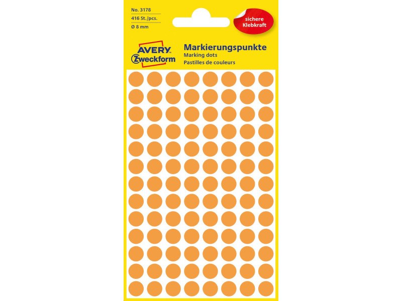 AVERY Zweckform Pastille de couleur, diamètre 8 mm, orange