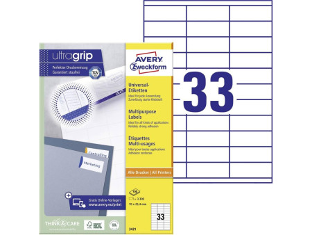AVERY Zweckform Etiquette universelle, 70 x 25,4 mm, blanc