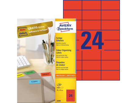 AVERY Zweckform Etiquette universelle, 70 x 37 mm, rouge