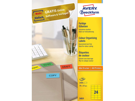 AVERY Zweckform Etiquette universelle, 70 x 37 mm, jaune