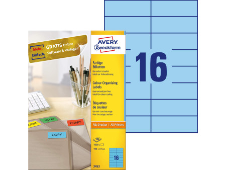 AVERY Zweckform Etiquette universelle, 105 x 37 mm, bleu