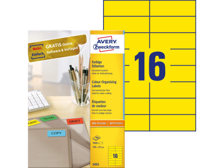 AVERY Zweckform Etiquette universelle, 105 x 37 mm, jaune