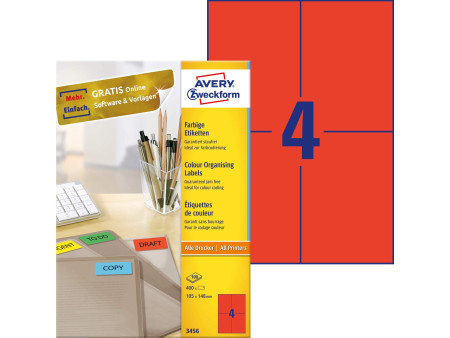AVERY Zweckform Etiquette universelle, 105 x 148 mm, rouge