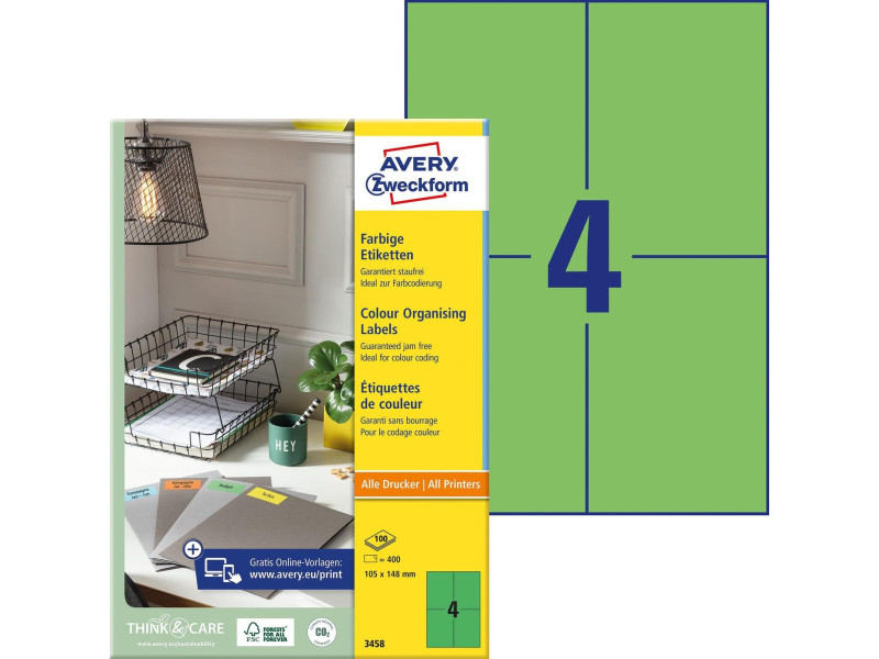 AVERY Zweckform Etiquette universelle, 105 x 148 mm, vert