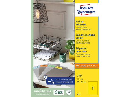 AVERY Zweckform Etiquette universelle, 210 x 297 mm, jaune