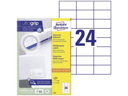AVERY Zweckform Etiquette universelle, 70 x 37 mm, blanc