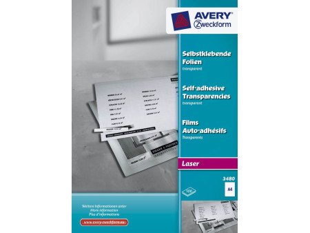 AVERY Zweckform Films transparents pour imprimantes laser,A4