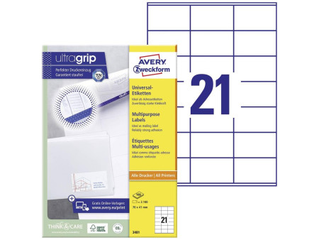 AVERY Zweckform Etiquette universelle, 70 x 41 mm, blanc