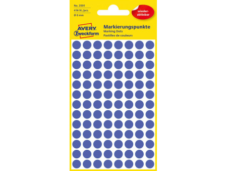AVERY Zweckform Pastille de couleur, enlevable, 8 mm, bleu