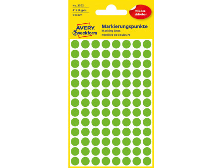 AVERY Zweckform Pastille de couleur, enlevable, 8 mm, vert