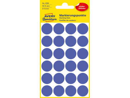AVERY Zweckform Pastille de couleur, enlevable, 18 mm, bleu