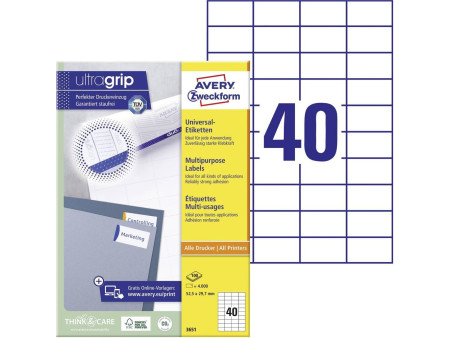 AVERY Zweckform Etiquette universelle, 52,5 x 29,7 mm, blanc