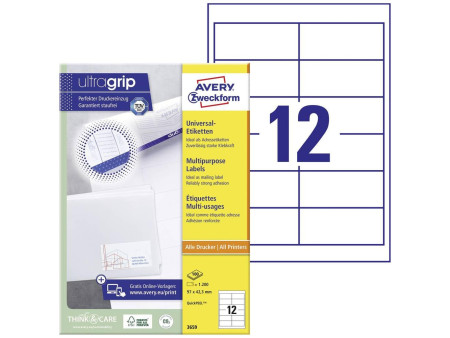 AVERY Zweckform Etiquette universelle, 97 x 42,3 mm, blanc