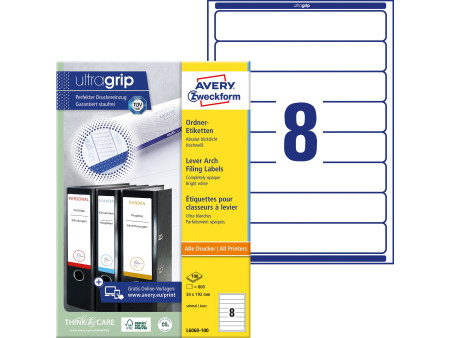AVERY Zweckform Etiquette dos de classeur, 34 x 192 mm,blanc