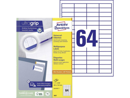AVERY Zweckform Etiquette universelle, 48,5 x 16,9 mm, blanc