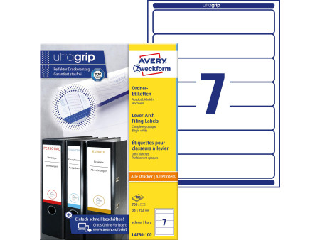 AVERY Zweckform Etiquette dos de classeur, 38 x 192 mm,blanc