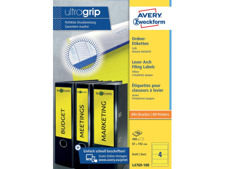 AVERY Zweckform Etiquette pour dos de classeur, jaune