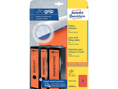 AVERY Zweckform Etiquette pour dos de classeur, rouge