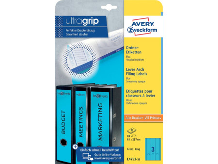 AVERY Zweckform Etiquette pour dos de classeur, bleu