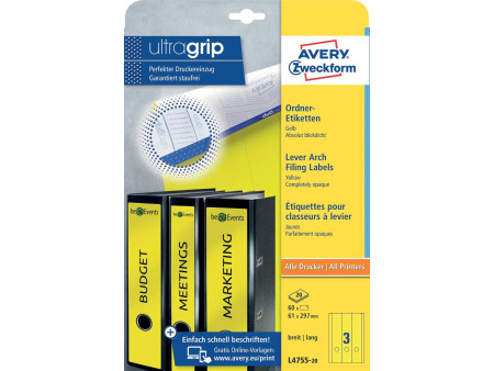 AVERY Zweckform Etiquette pour dos de classeur, jaune