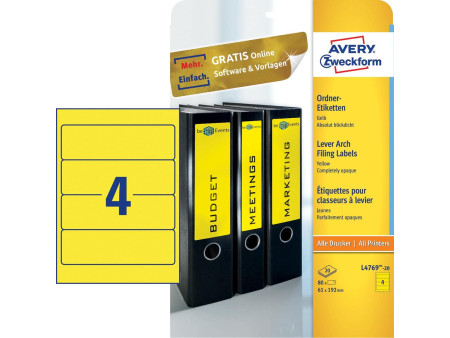 AVERY Zweckform Etiquette pour dos de classeur, jaune