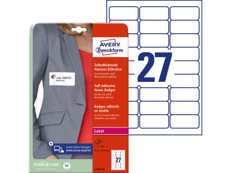 AVERY Zweckform Etiquette pour badge, 63,5 x 29,6 mm, blanc