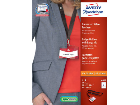 AVERY Pochette badge avec lacet textile noir