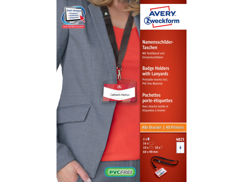 AVERY Pochette badge avec lacet textile noir
