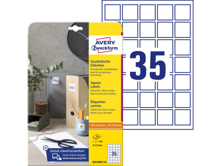 AVERY Zweckform Etiquette d'identification, 35 x 35mm, blanc