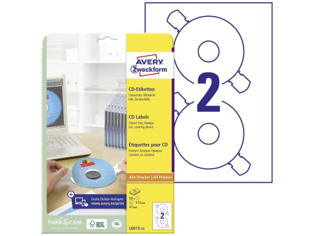 AVERY Zweckform Etiquette CD ClassicSize, blanc