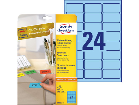 AVERY Zweckform Etiquette universelle, 63,5 x 33,9 mm, bleu