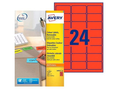 AVERY Zweckform Etiquette universelle, 63,5 x 33,9 mm, rouge
