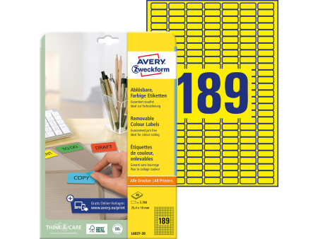 AVERY Zweckform Mini étiquette, 25,4 x 10 mm, jaune