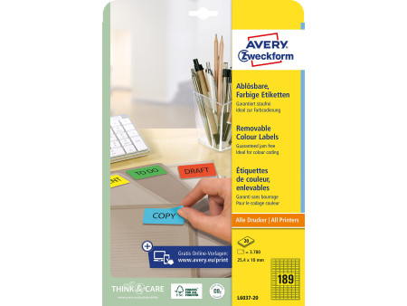 AVERY Zweckform Mini étiquette, 25,4 x 10 mm, jaune
