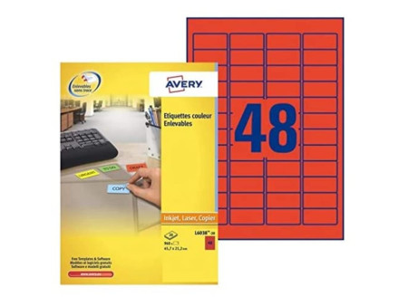 AVERY Zweckform Mini étiquette, 45,7 x 21,2 mm, rouge