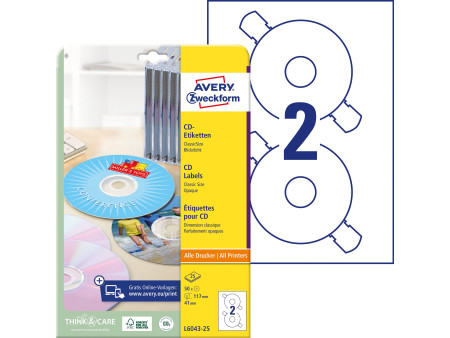 AVERY Zweckform Etiquette CD/DVD ClassicSize, blanc