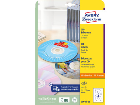 AVERY Zweckform Etiquette CD/DVD ClassicSize, blanc