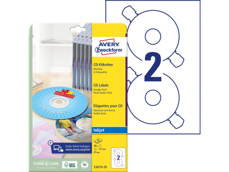AVERY Zweckform Etiquette CD ClassicSize, blanc, brillant