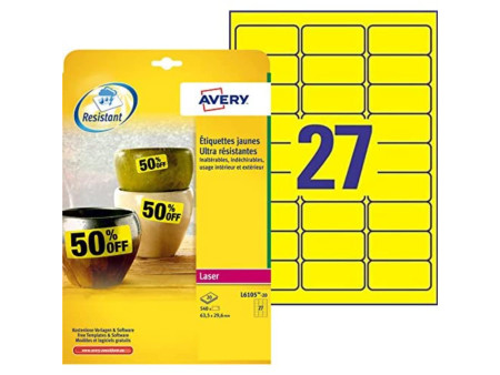 AVERY Zweckform Etiquette film, 63,5 x 29,6 mm, jaune