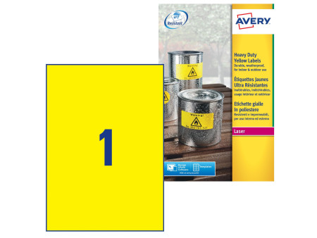 AVERY Zweckform Etiquette film, 210 x 297 mm, jaune
